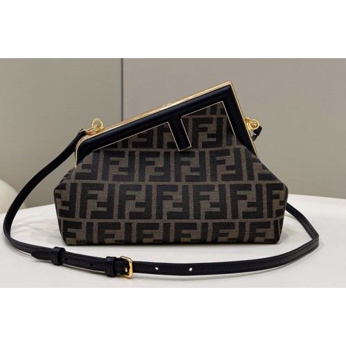 Fendi 8BP129 Fendi First Small Bag in Black FF jacquard fabric