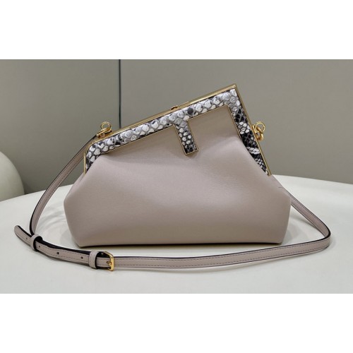 Fendi 8BP129 Fendi First Small bag in Gray leather and python leather Fendi 8BP129 Fendi First Small bag in Gray leather and python leather