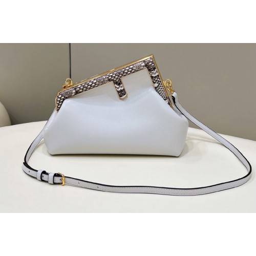 Fendi 8BP129 Fendi First Small bag in White leather and python leather