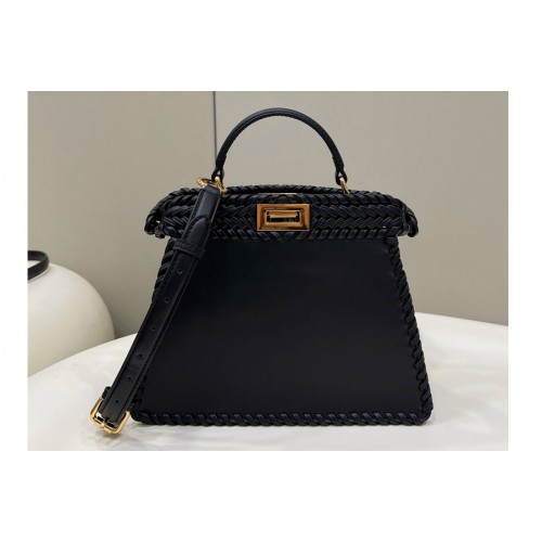 Fendi 8BN327 Peekaboo Iseeu Small Bag in Black Leather
