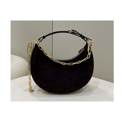 Fendi 8BR798 Fendigraphy Small hobo Bag in Dark Coffee sheepskin Fendi 8BR798 Fendigraphy Small hobo Bag in Dark Coffee sheepskin