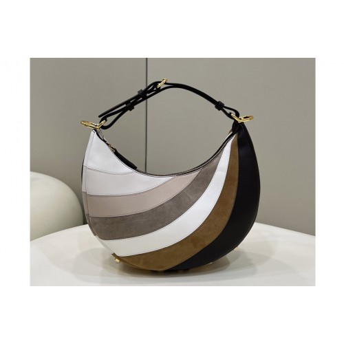 Fendi 8BR798 Fendigraphy Small hobo bag in Leather bag with beige and brown inlay