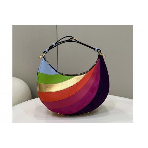 Fendi 8BR798 Fendigraphy Small hobo bag in Leather bag with multicolor inlay