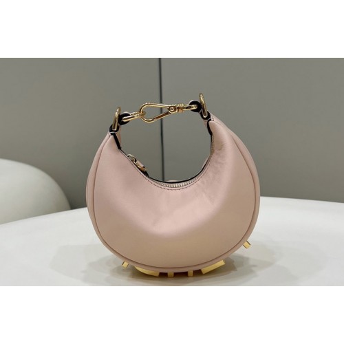 Fendi 7AS089 Nano Fendigraphy Mini hobo bag in Pink leather charm