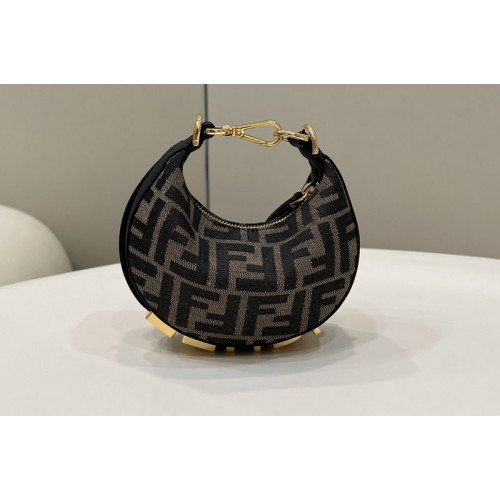 Fendi 7AS089 Nano Fendigraphy Mini hobo bag in Brown FF fabric Fendi 7AS089 Nano Fendigraphy Mini hobo bag in Brown FF fabric