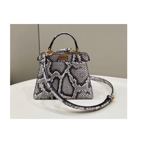 Fendi 8BN335 Peekaboo ISeeU Petite bag in Dark gray python leather