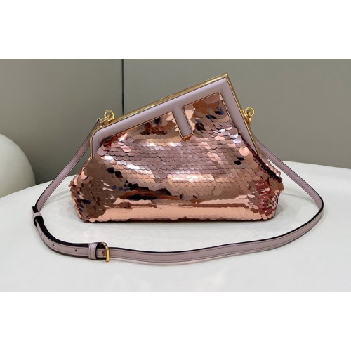 Fendi 8BP129 Fendi First Small Bag in Pink sequinned Fendi 8BP129 Fendi First Small Bag in Pink sequinned