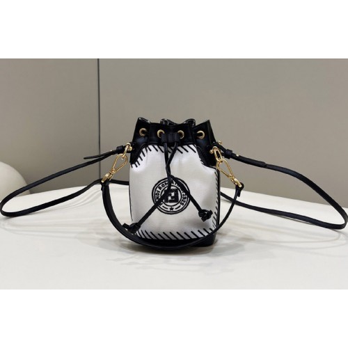 Fendi Mini Mon Tresor California Sky Bucket Bag in White Leather