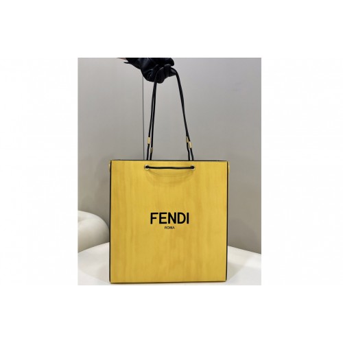 Fendi 8BH383 Shopping medium Tote Bag in Yellow Leather Fendi 8BH383 Shopping medium Tote Bag in Yellow Leather