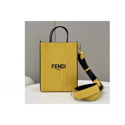 Fendi Shopping Small Tote Bag in Yellow Leather