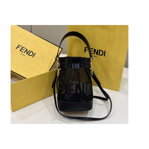 Fendi Mon Tresor Mini Bucket Bag in Black Mesh