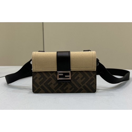 Fendi Baguette pouch bag in Brown fabric With Beige Canvas Fendi Baguette pouch bag in Brown fabric With Beige Canvas