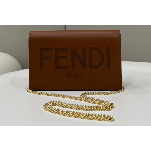 Fendi 8BS006 Wallet On Chain mini-bag in Brown leather