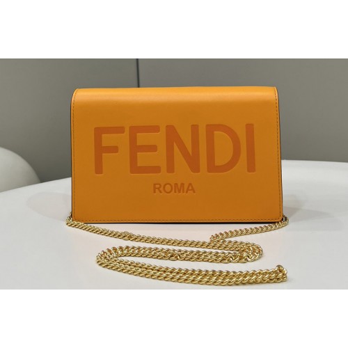 Fendi 8BS006 Wallet On Chain mini-bag in Orange leather