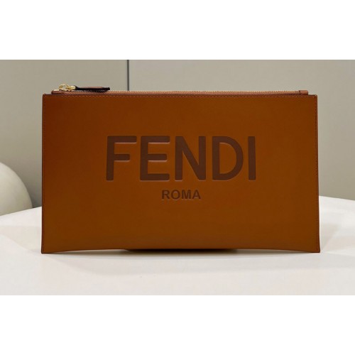 Fendi 8N0149 Roma Medium Flat Pouch in Brown leather Fendi 8N0149 Roma Medium Flat Pouch in Brown leather