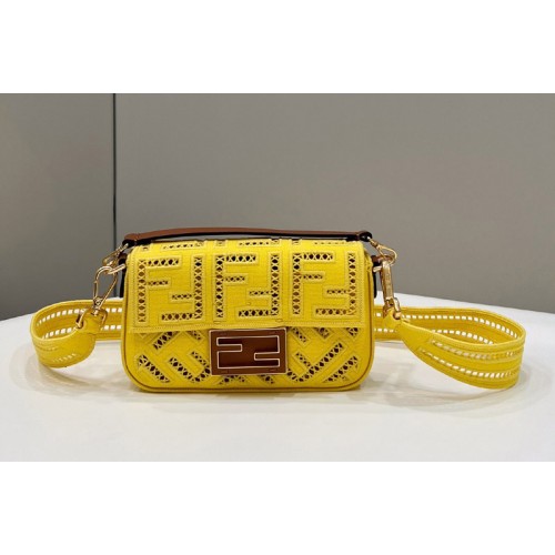 Fendi 8BS017 Mini Baguette bag in Yellow Leather Fendi 8BS017 Mini Baguette bag in Yellow Leather
