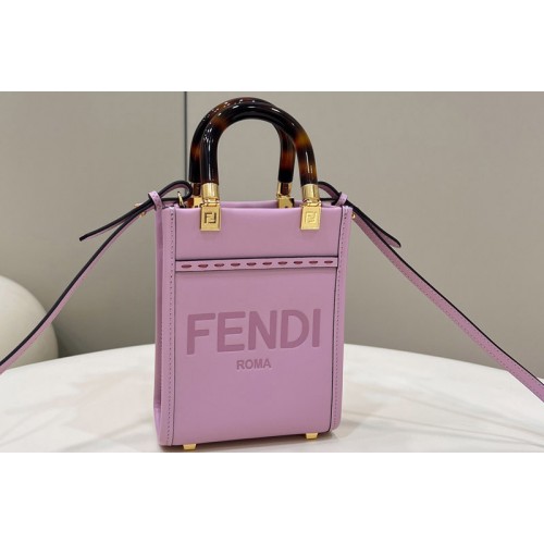 Fendi 8BS051 Mini Sunshine Shopper tote Bag in Purple leather Fendi 8BS051 Mini Sunshine Shopper tote Bag in Purple leather