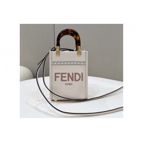 Fendi 8BS051 Mini Sunshine Shopper tote Bag in White leather Fendi 8BS051 Mini Sunshine Shopper tote Bag in White leather