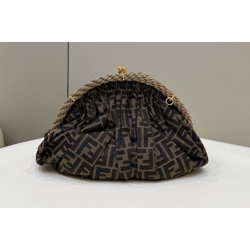 Fendi Shell Clutch Bag in Brown FF jacquard fabric Fendi Shell Clutch Bag in Brown FF jacquard fabric