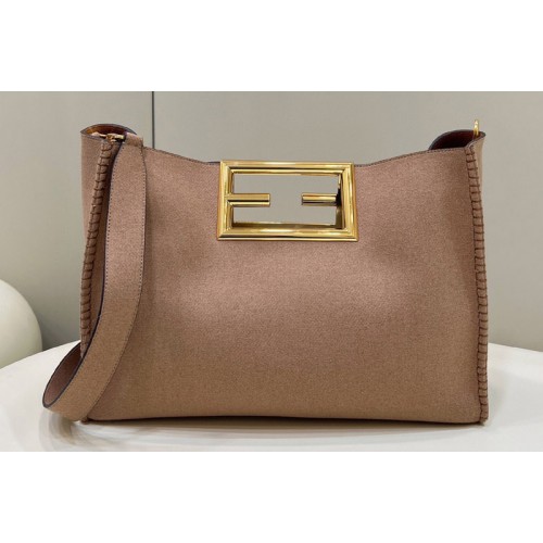 Fendi Way Large Tote Bag in Pink Suede