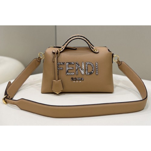 Fendi 8BL146 By The Way Medium Boston bag in Light brown leather and elaphe Fendi 8BL146 By The Way Medium Boston bag in Light brown leather and elaphe