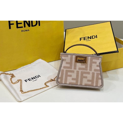 Fendi Nano Peekaboo Bag in Pink canvas FF Fendi Nano Peekaboo Bag in Pink canvas FF