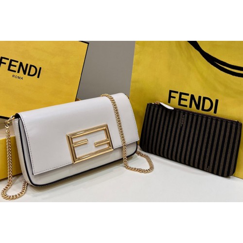 Fendi 8BS032 Wallet On Chain With Pouches mini bag in White leather Fendi 8BS032 Wallet On Chain With Pouches mini bag in White leather