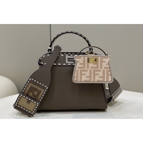 Fendi 8BN244 Peekaboo Mini Bag in Dark grey leather