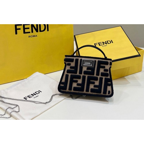 Fendi Nano Peekaboo Bag in Black canvas FF