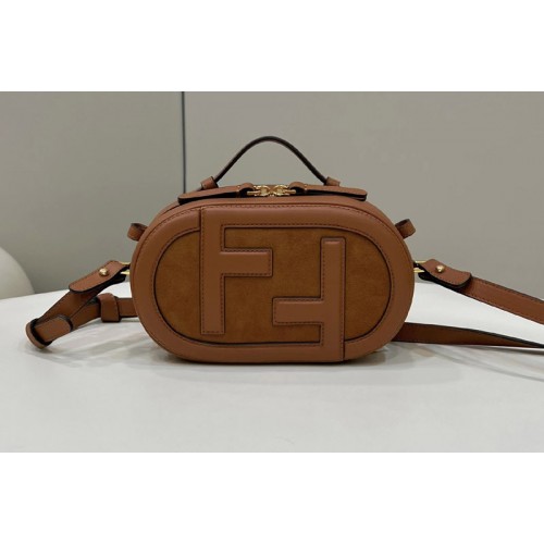 Fendi 8BS058 Mini Camera Case mini-bag in Brown leather and suede