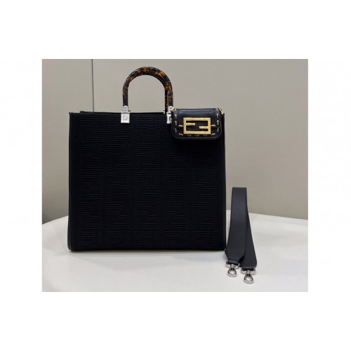 Fendi 8BH386 Medium Sunshine Shopper bag in Black FF fabric