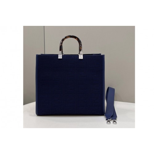 Fendi 8BH386 Medium Sunshine Shopper bag in Blue FF fabric