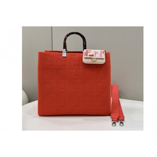 Fendi 8BH386 Medium Sunshine Shopper bag in Red FF fabric
