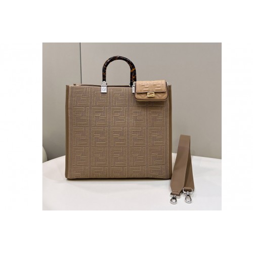 Fendi 8BH386 Medium Sunshine Shopper bag in Beige FF fabric