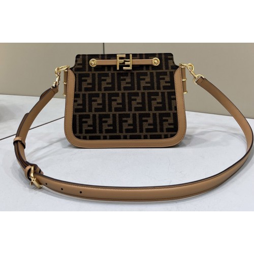 Fendi 8BT349 Fendi Touch Gusseted bag in Brown FF fabric