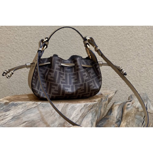 Fendi 8BS059 Pomodorino Mini bag in Brown FF fabric Fendi 8BS059 Pomodorino Mini bag in Brown FF fabric