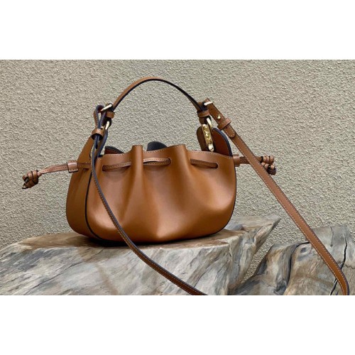 Fendi 8BS059 Pomodorino Mini bag in Brown Leather