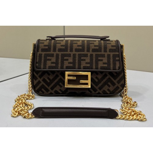 Fendi 8BR793 medium Baguette Chain Midi bag in FF jacquard fabric