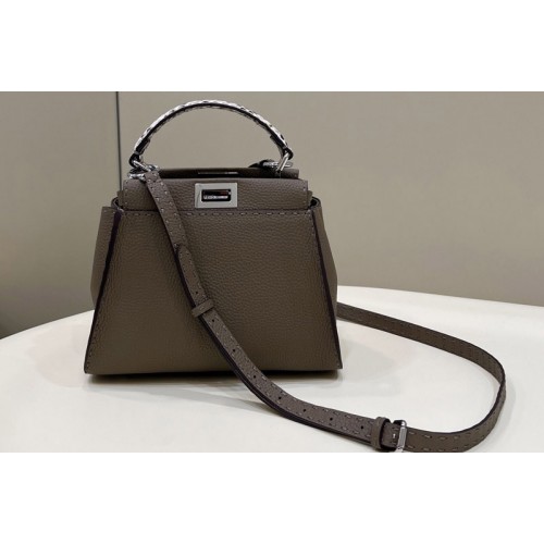 Fendi 8BN244 Peekaboo Mini Bag in Grey Leather Fendi 8BN244 Peekaboo Mini Bag in Grey Leather