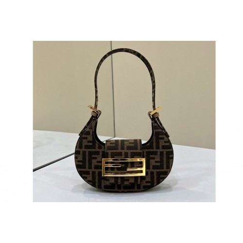 Fendi 8BS065 Mini Cookie hobo bag in Brown FF fabric