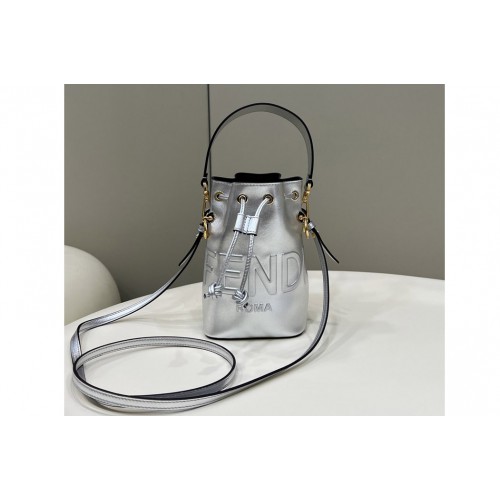 Fendi 8BS010 Fendi Mon Tresor mini bag in Silver laminated leather