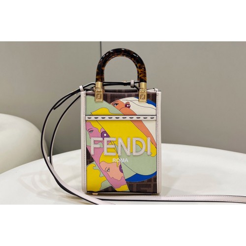 Fendi 8BS051 Mini Sunshine Shopper bag in FF printed fabric