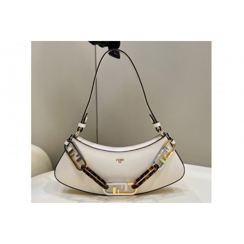 Fendi 8BS068 Fendi OLock Swing pouch Bag in White leather