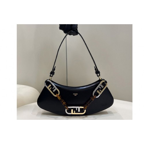 Fendi 8BS068 Fendi OLock Swing pouch Bag in Black leather