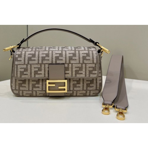 Fendi 8BR600 Baguette medium bag in Dark gray FF tapestry fabric Fendi 8BR600 Baguette medium bag in Dark gray FF tapestry fabric