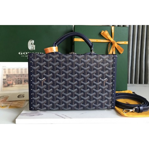 Goyard Grand Hotel Trunk Bag in Navy Blue Goyardine Canvas