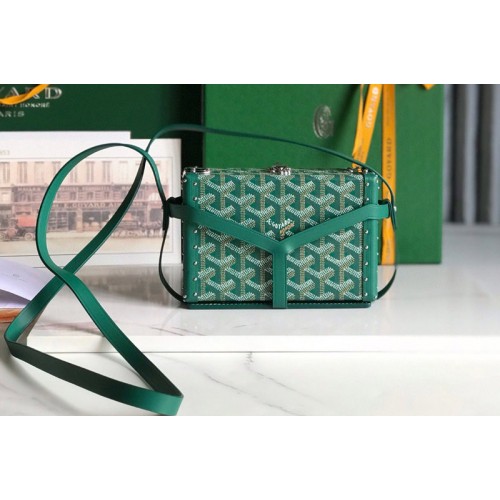 Goyard Minaudiere trunk bag in Green Goyardine Canvas