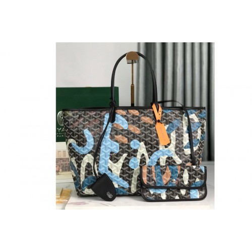 Goyard Saint Louis PM bag in Blue Camouflage Goyardine Canvas Goyard Saint Louis PM bag in Blue Camouflage Goyardine Canvas