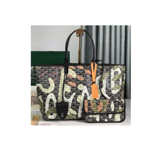 Goyard Saint Louis PM bag in Green Camouflage Goyardine Canvas