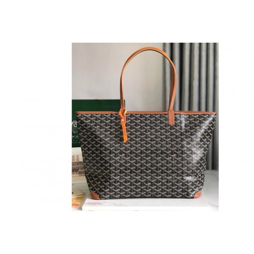 Goyard Artois MM bag in Black/Tan Goyardine Canvas